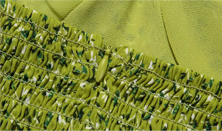 French holiday style short green 2025 new suspender dress R2647