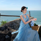 Fairy Island Travel Outfit Halter Neck V-Neck Dress Beach Dress Loose Casual Long Dress R1732