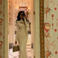 High neck long sleeve dress mermaid party dress    S5603