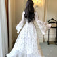 New V-neck long-sleeved chiffon floral dress      S6156