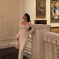 White diamond knitted dress for women long party dress     S5685