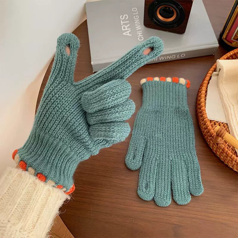 Women's knitted gloves for students winter new style two fingers exposed       S6206