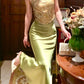 Retro Jacquard Suspender Top Satin Dress long party dress evening dress       S6201