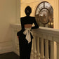 French Hepburn style velvet dress backless slit long dress party dress     S5696