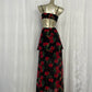 New long chiffon floral suspender dress for women summer vacation retro long party dress   S5768