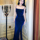 Blue shinny party dress long evening dress   S5956