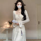 White lace dress for women ankle length party dress      S5876