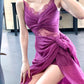 retro lace purple dress seaside holiday party dress     S6095