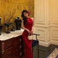 Red cheongsam dress new retro mermaid long party dress     S5647