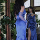 Modest Sweetheart Satin Slit Prom Dresses 21th Birthday Outfits        S6074