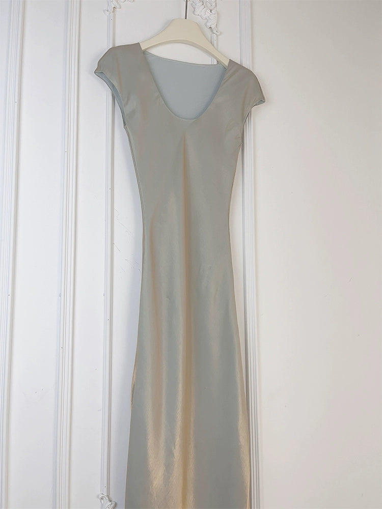 Long simple party dress V-neck mermaid dress   S6051