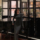 Gray long-sleeved dress for women new pleated  long party dress     S5689