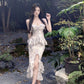 Sexy chiffon floral suspender dress for women summer new style party dress      S5813
