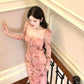 Retro Print Dress Butterfly Square Neck Puff Sleeve Elegant Long Dress      S6030