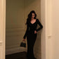 Black long-sleeved dress for women new party dress     S5641