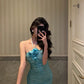 Rose halter neck sexy dress summer new party dress    S5606