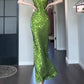 banquet evening dress Christmas outfit sequin green mermaid dress       S5772