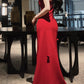 Red mermaid long prom dress elegant evening gown    S5958