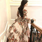 French retro printed dress layered long evening party dress     S5987