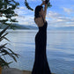 Sexy backless square neck black dress for women mermaid long dress    S5865