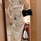 cheongsam new velvet new style printed dress evening gown       S5981