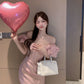 Birthday dress off shoulder pink dress for women      S5804