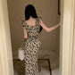 Ruffled V-neck floral dress for women new summer elegant long party dress      S5809