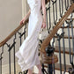 white satin dress long evening dress    S5949