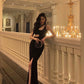Black exposed waist dress sexy mermaid party dress    S5610