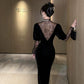 Black luxury dress velvet dress       S5834