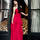 Design Red ruffled dress mermaid long party dress    S6047
