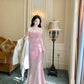 Pink evening dress prom dress pink birthday dress    S5940