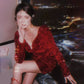 Birthday party dress luxury red sequin dress     S5828