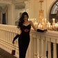 Red velvet suspender dress winter new banquet dress      S5677