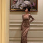 Velvet square neck dress for women new style mermaid party dress    S5611