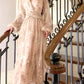 luxury V-neck sequined dress design puff sleeve long party dress    S6060