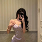 Purple satin suspender dress new mermaid party dress     S5699