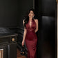 Sexy halter neck dress for women summer new style banquet satin dress       S5679