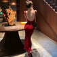 Sexy backless mermaid red suspender dress      S5816