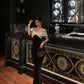 Black and white off-shoulder dress for women new banquet long party dress  S5661