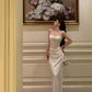 White suspender dress new sexy dress long party dress     S5662