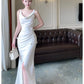 White dress new long party dress    S6089