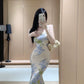 Retro painting sexy mermaid dress long party dress      S5874