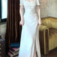 Short-sleeved square-neck dress Summer long engagement dress     S5969
