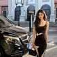 Black mermaid backless knitted suspender women's sexy Long party dress     S5720