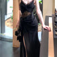 Black retro lace dress summer party dress    S6052