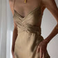 sexy V-neck long dress cross satin dress evening party dress       S5984