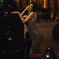 Evening dress sequins sexy halter neck suspender dress   S5826