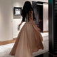 A-line long party dress long evening dress     S6090