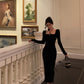 Rose halter neck velvet dress for women new retro party dress     S5648
